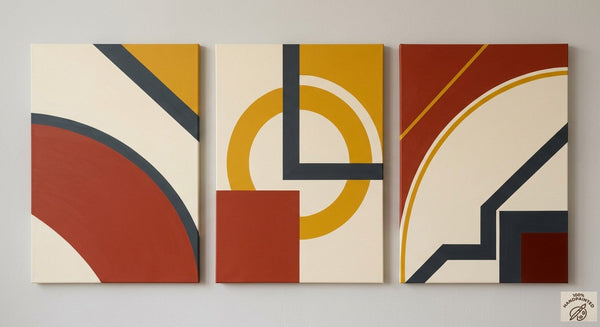 Multi Panel Group Paintings for Bedroom, Large Canvas Artwork, Geometric Modern Paintings, Original Abstract Art-Silvia Home Craft