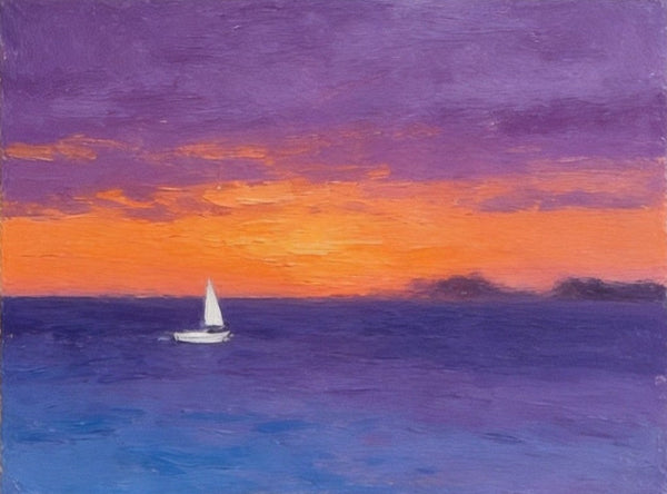 Hand Painted Canvas Art, Quiet Evening Seaview, Original Seascape Paintings, Original Oil Paintings, Buy Small Paintings Online, Small Canvas Artwork-Silvia Home Craft