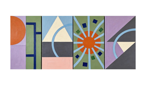 Original Canvas Wall Art for Living Room, Colorful Abstact Art, Geometric Modern Paintings-Silvia Home Craft