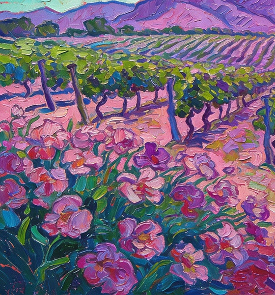 Vineyards at the Foot of the Mountain, Simple Painting Ideas, Landscape Canvas Paintings, Hand Painted Wall Art Paintings, Original Oil Paintings, Small Oil Paintings on Canvas-Silvia Home Craft