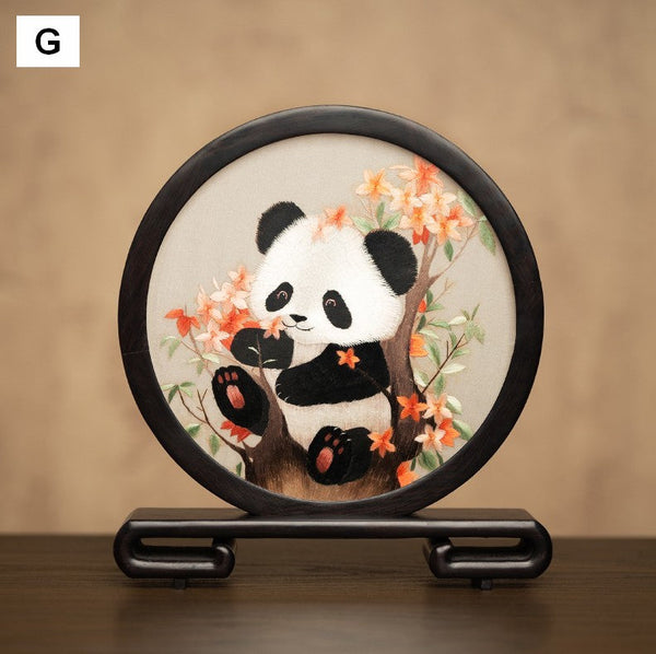 Unique Birthday Gift, Exclusive Business Present Panda Embroidered Decor, Traditional Chinese Suzhou Embroidery Ornament, Premium Souvenir-Silvia Home Craft
