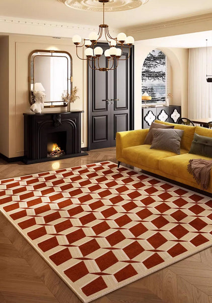 Modern Area Rugs under Dining Room Table, Large Geometric Floor Carpets, Modern Living Room Area Rugs, Mid Century Modern Rugs-Silvia Home Craft