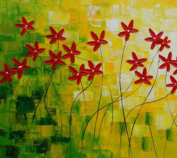 Flower Painting, Abstract Wall Art, Custom Canvas Art, Contemporary Artwork, Art on Canvas 269-Silvia Home Craft