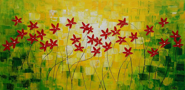 Flower Painting, Abstract Wall Art, Custom Canvas Art, Contemporary Artwork, Art on Canvas 269-Silvia Home Craft