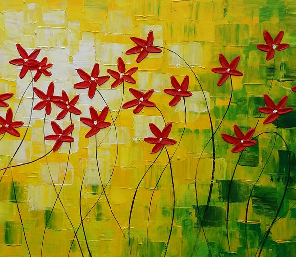 Flower Painting, Abstract Wall Art, Custom Canvas Art, Contemporary Artwork, Art on Canvas 269-Silvia Home Craft