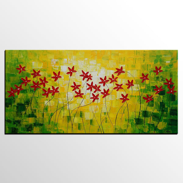 Flower Painting, Abstract Wall Art, Custom Canvas Art, Contemporary Artwork, Art on Canvas 269-Silvia Home Craft