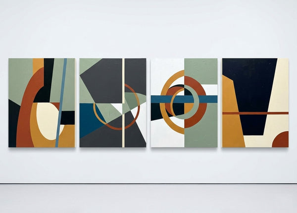 Large Multi Panel Wall Art, Original Acrylic Artwork, Abstract Geometric Art, Modern Canvas Art for Bedroom-Silvia Home Craft