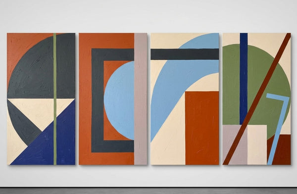 Multi Panel Wall Painting, Hand Painted Canvas Art, Modern Contemporary Paintings, Geometric Abstract Painting-Silvia Home Craft
