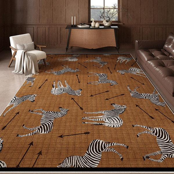 Dining Room Modern Rugs, Living Room Modern Area Rugs, Mid Century Zebra Modern Rugs in Bedroom, Large Contemporary Floor Carpets-Silvia Home Craft