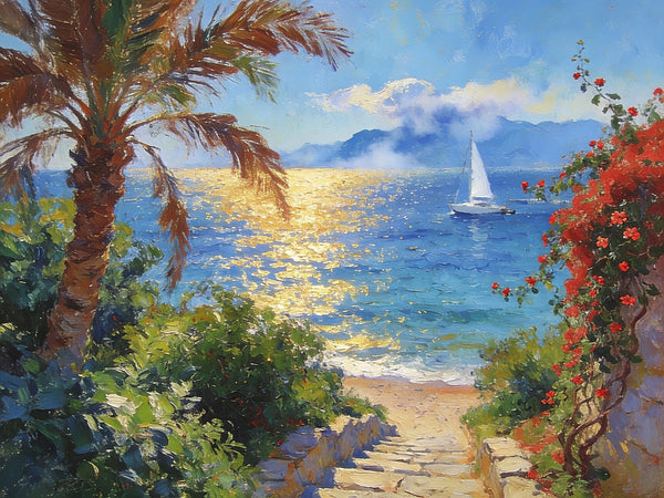 Florida's Coast in the Early Morning, Small Landscape Paintings, Small Oil Paintings on Canvas, Small Paintings on Canvas, Hand Painted Canvas Art, Original Oil Paintings-Silvia Home Craft