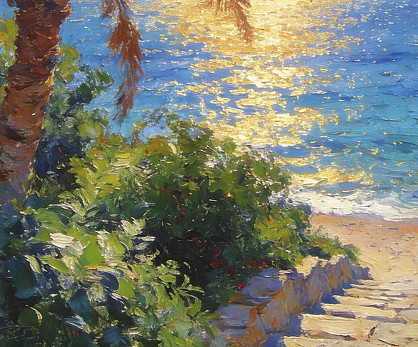 Florida's Coast in the Early Morning, Small Landscape Paintings, Small Oil Paintings on Canvas, Small Paintings on Canvas, Hand Painted Canvas Art, Original Oil Paintings-Silvia Home Craft