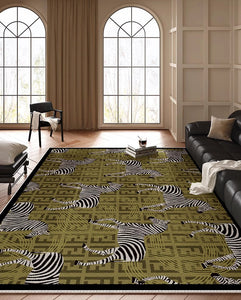Mid Century Zebra Modern Rugs in Bedroom, Dining Room Modern Rugs, Living Room Modern Area Rugs, Large Contemporary Floor Carpets-Silvia Home Craft
