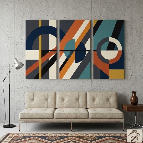 Hand Painted Canvas Art, Multi Panel Wall Painting, Modern Contemporary Paintings, Geometric Abstract Paintings-Silvia Home Craft