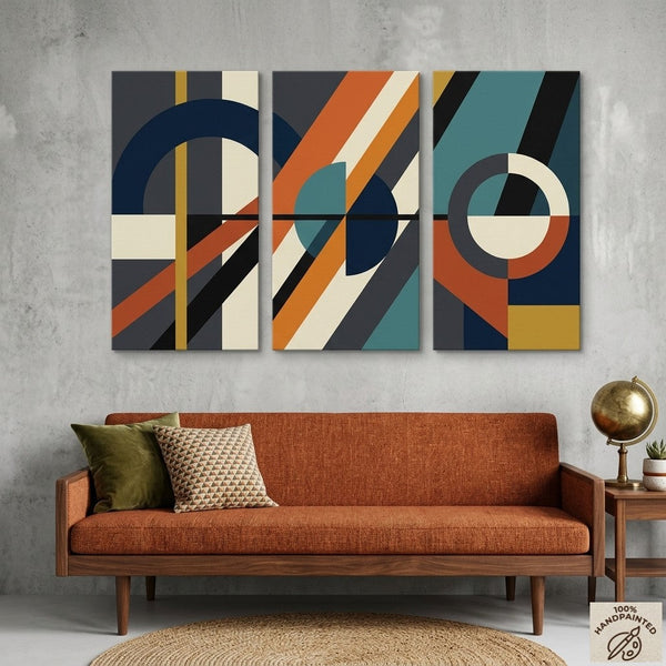 Hand Painted Canvas Art, Multi Panel Wall Painting, Modern Contemporary Paintings, Geometric Abstract Paintings-Silvia Home Craft