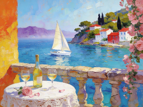 Original Canvas Paintings, A Tranquil Afternoon by the Sea, Small Paintings on Canvas, Heavy Texture Artwork, Landscape Oil Paintings, Hand Painted Wall Art-Silvia Home Craft