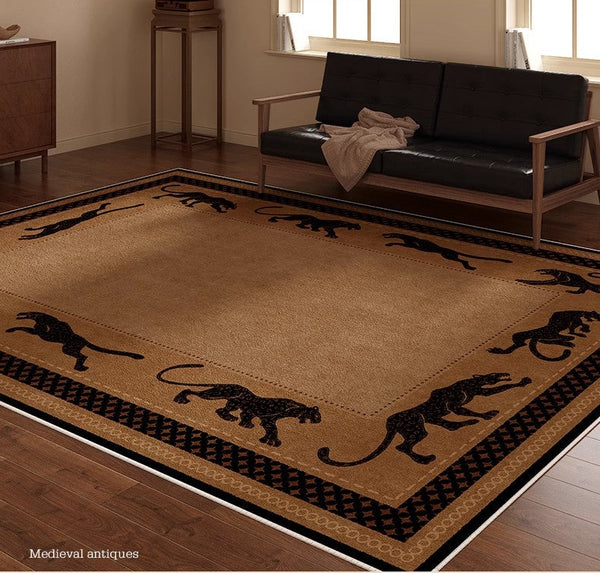 Large Modern Rugs for Living Room, Mid Century Cheetah Pattern Modern Rugs for Dining Room, Modern Rug Ideas for Bedroom-Silvia Home Craft