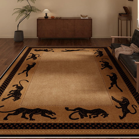 Large Modern Rugs for Living Room, Mid Century Cheetah Pattern Modern Rugs for Dining Room, Modern Rug Ideas for Bedroom-Silvia Home Craft