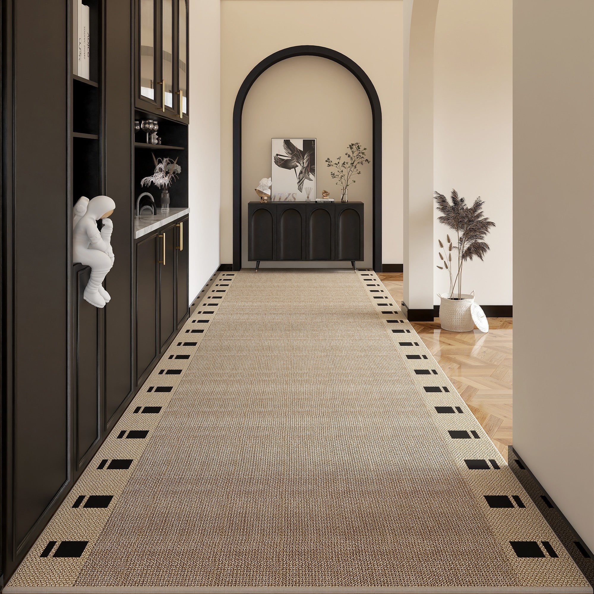 Washable Entrance Hallway Runners, Stain-resistant Non Slip Kitchen Runner Rugs, 25 Feet Extra Long Hallway Runners, Modern Long Hallway Runners-Silvia Home Craft