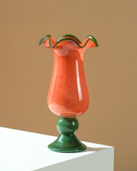 Contemporary Vase for Modern Home Decor, Unique Modern Glass Vase, Modern Glass Flower Vases, Handmade Liuli Vases, Centerpiece Vases on Table-Silvia Home Craft