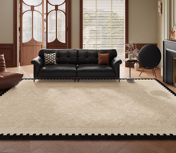 Modern Rugs for Dining Room, Mid Century Modern Rugs Next to Bed, Contemporary Rugs for Bedroom, Cream Modern Carpets for Living Room-Silvia Home Craft