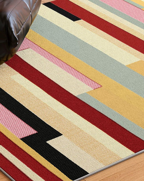 Large Geometric Rugs for Living Room, Contemporary Modern Rugs for Bedroom, Colorful Abstract Modern Area Rugs for Dining Room-Silvia Home Craft