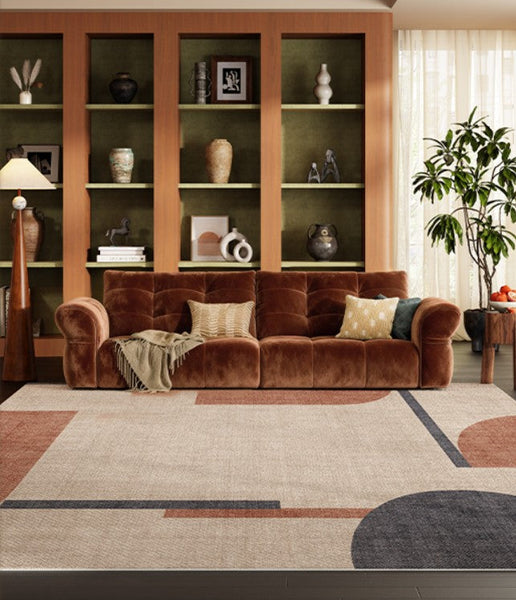 Dining Room Geometric Modern Rugs, Bedroom Modern Rugs, Mid Century Modern Rugs for Living Room, Contemporary Modern Rugs under Coffee Table-Silvia Home Craft