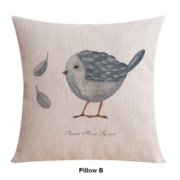 Decorative Sofa Pillows for Dining Room, Simple Decorative Pillow Covers, Love Birds Throw Pillows for Couch, Singing Birds Decorative Throw Pillows-Silvia Home Craft