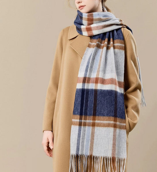 Soft Cashmere Scarf for Women, Checked Scarf Winter Wool Scarf, Elegant Wool Scarves, Warm Winter Scarf, Cold Weather Scarf, Holiday Scarf, Fashion Scarf, Christmas Gifts for Her-Silvia Home Craft