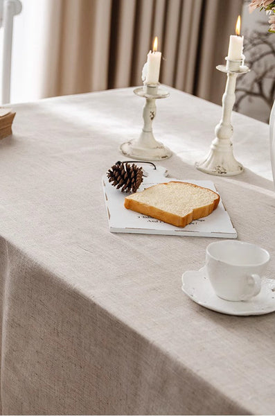 Brown Tablecloth for Home Decoration, Simple Linen Rectangle Table Cover for Dining Room Table, Modern Table Cloth, Square Tablecloth for Oval Table-Silvia Home Craft