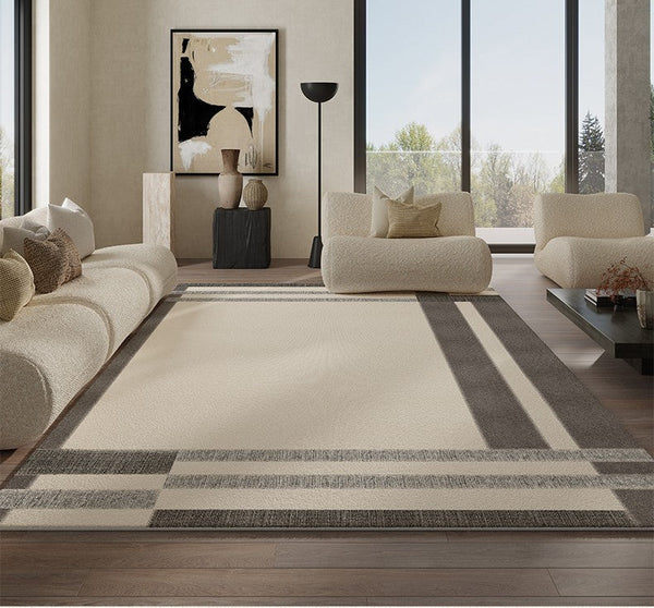 Geometric Contemporary Modern Rugs Next to Bed, Modern Carpets for Office, Abstract Area Rugs for Living Room, Modern Soft Rugs under Dining Room Table-Silvia Home Craft