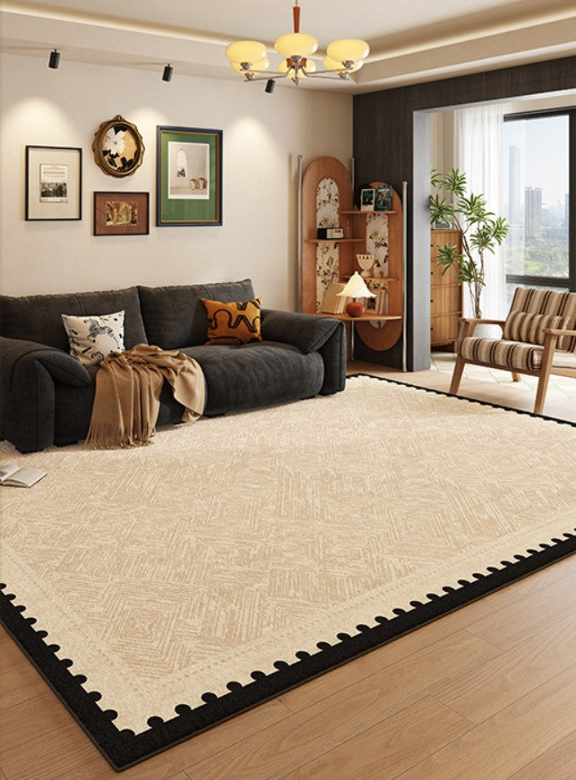 Modern Rugs for Dining Room, Mid Century Modern Rugs Next to Bed, Contemporary Rugs for Bedroom, Cream Modern Carpets for Living Room-Silvia Home Craft