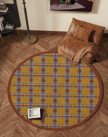 Modern Rugs under Coffee Table, Abstract Contemporary Round Rugs, Modern Rugs for Dining Room, Geometric Modern Rugs for Bedroom-Silvia Home Craft