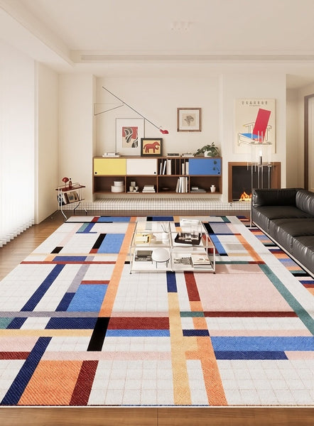Modern Carpets for Office, Abstract Modern Rugs, Contemporary Modern Rugs Next to Bed, Geometric Modern Rugs under Dining Room Table-Silvia Home Craft
