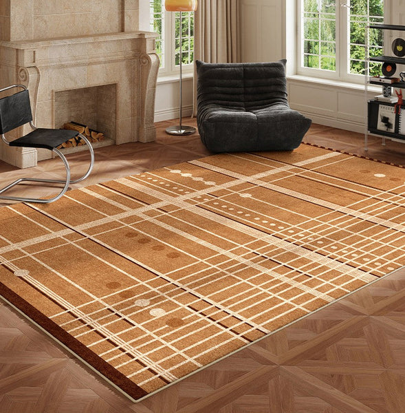Large Contemporary Area Rugs for Dining Room, Modern Living Room Rug Ideas, Mid Century Modern Rugs for Bedroom-Silvia Home Craft