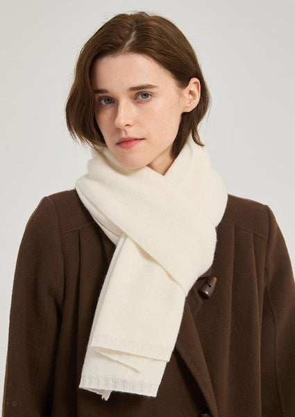 Modern Wool Scarf for Women, Cold Weather Scarves, Winter Cashmere Scarf, Casual Scarf for Women, Birthday Gift for Girl, White Soft Wool Scarf for Women-Silvia Home Craft