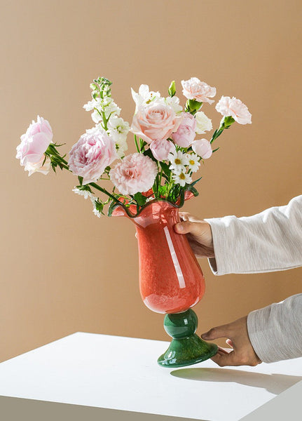 Contemporary Vase for Modern Home Decor, Unique Modern Glass Vase, Modern Glass Flower Vases, Handmade Liuli Vases, Centerpiece Vases on Table-Silvia Home Craft