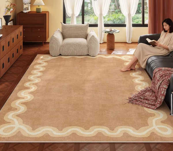 Dining Room Geometric Modern Rugs, Large Modern Rugs for Living Room, Bedroom Modern Rugs, Cream Color Contemporary Modern Rugs-Silvia Home Craft
