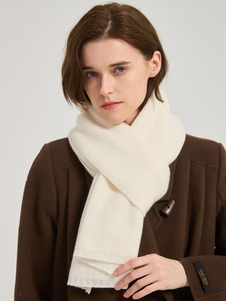 Modern Wool Scarf for Women, Cold Weather Scarves, Winter Cashmere Scarf, Casual Scarf for Women, Birthday Gift for Girl, White Soft Wool Scarf for Women-Silvia Home Craft