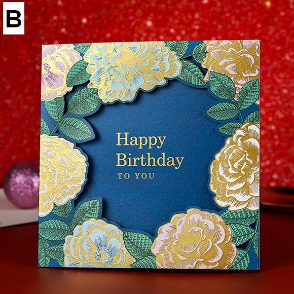 Blue Flower Greeting Cards, Beautiful Greeting Cards to Friends, Creative Birthday Greeting Card, Original Handmade Greeting Cards-Silvia Home Craft