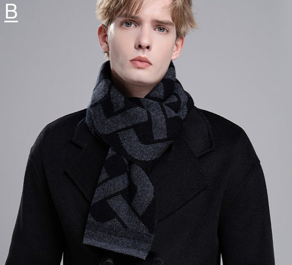 Wool Scarf for Gentleman, Thick Wool Scarf, Men's Winter Scarf, Casual Scarf Men, Men's Wool Scarf Winter, Fashion Scarf, Business Formal Men Scarf Styles-Silvia Home Craft