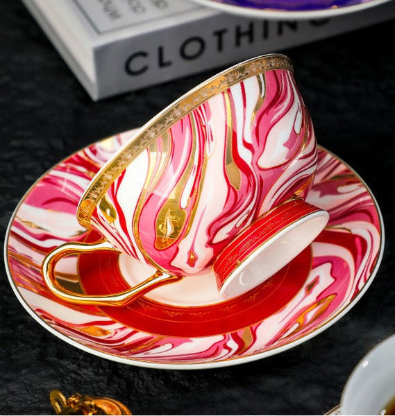 Vintage Ceramic Tea Cup and Saucer Set, Elegant Porcelain Coffee Cups, British Royal Tea Cup and Saucer Set in Gift Box, Porcelain Tea Cup and Saucer Set-Silvia Home Craft