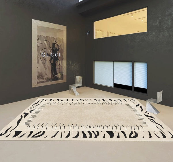 Abstract Cream Color Modern Carpets for Living Room, Modern Rugs for Dining Room, Soft Contemporary Rugs for Bedroom, Mid Century Modern Rugs Next to Bed-Silvia Home Craft