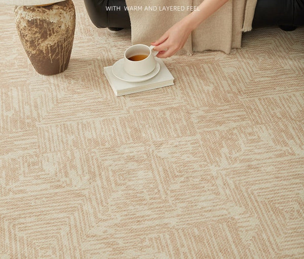 Modern Rugs for Dining Room, Mid Century Modern Rugs Next to Bed, Contemporary Rugs for Bedroom, Cream Modern Carpets for Living Room-Silvia Home Craft