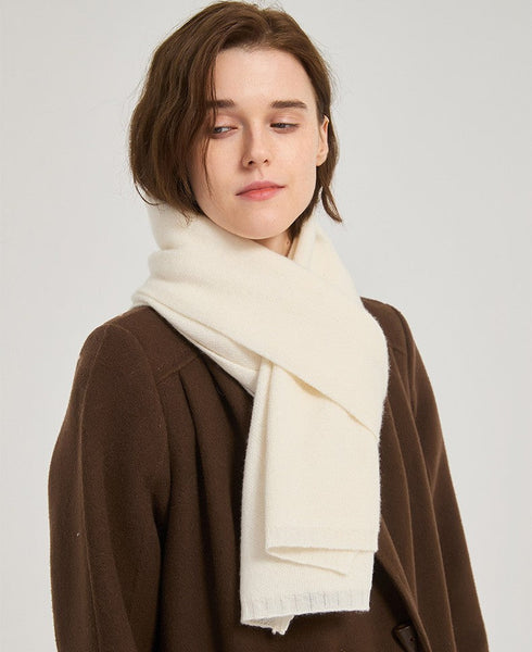 Modern Wool Scarf for Women, Cold Weather Scarves, Winter Cashmere Scarf, Casual Scarf for Women, Birthday Gift for Girl, White Soft Wool Scarf for Women-Silvia Home Craft