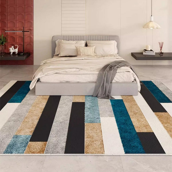 Modern Carpets for Kitchen, Geometric Contemporary Modern Rugs Next to Bed, Modern Rugs under Dining Room Table, Abstract Area Rugs for Living Room-Silvia Home Craft