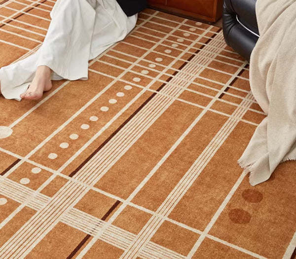 Large Contemporary Area Rugs for Dining Room, Modern Living Room Rug Ideas, Mid Century Modern Rugs for Bedroom-Silvia Home Craft