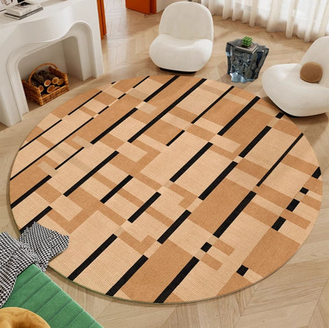 Mid Century Modern Rugs, Geometric Modern Rug Ideas for Living Room, Circular Modern Rugs for Bathroom, Modern Rugs for Bedroom, Round Rugs for Dining Room-Silvia Home Craft