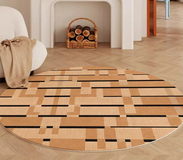 Mid Century Modern Rugs, Geometric Modern Rug Ideas for Living Room, Circular Modern Rugs for Bathroom, Modern Rugs for Bedroom, Round Rugs for Dining Room-Silvia Home Craft