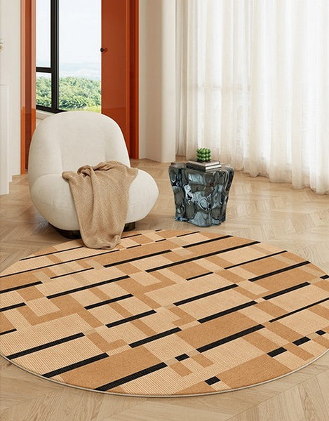 Mid Century Modern Rugs, Geometric Modern Rug Ideas for Living Room, Circular Modern Rugs for Bathroom, Modern Rugs for Bedroom, Round Rugs for Dining Room-Silvia Home Craft