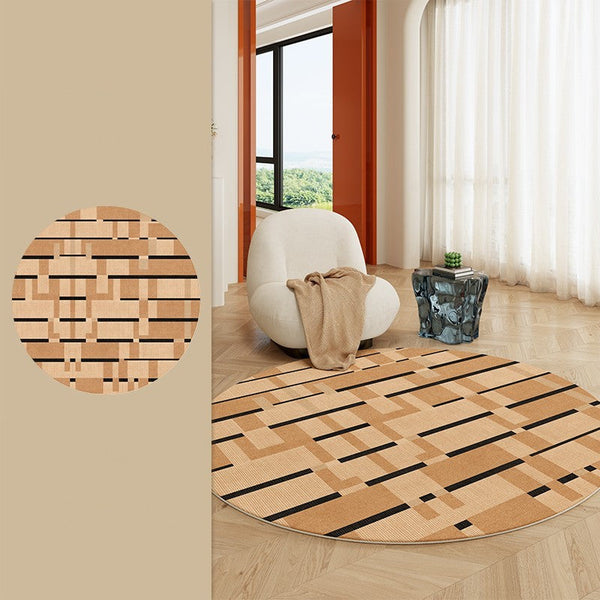 Mid Century Modern Rugs, Geometric Modern Rug Ideas for Living Room, Circular Modern Rugs for Bathroom, Modern Rugs for Bedroom, Round Rugs for Dining Room-Silvia Home Craft